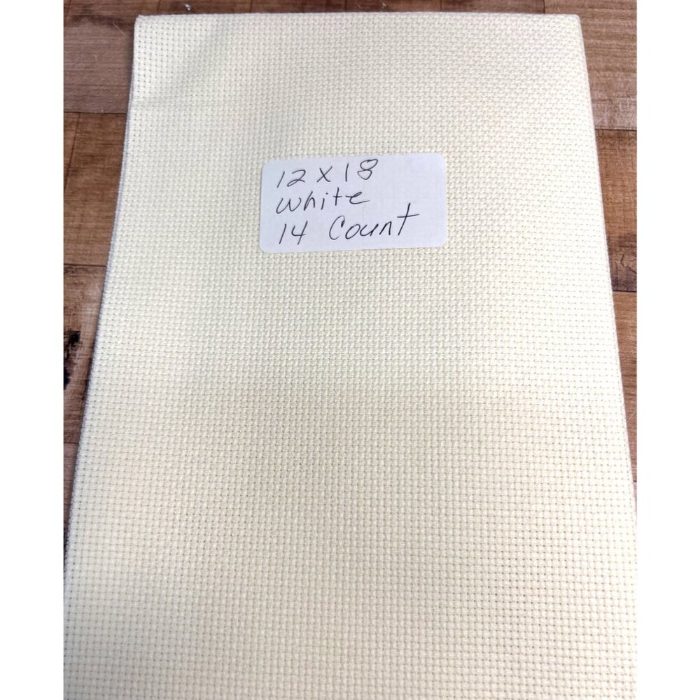 Handmade 12x18 Off White 14 Count Cross Stitch Aida Fabric Crafting Cloth